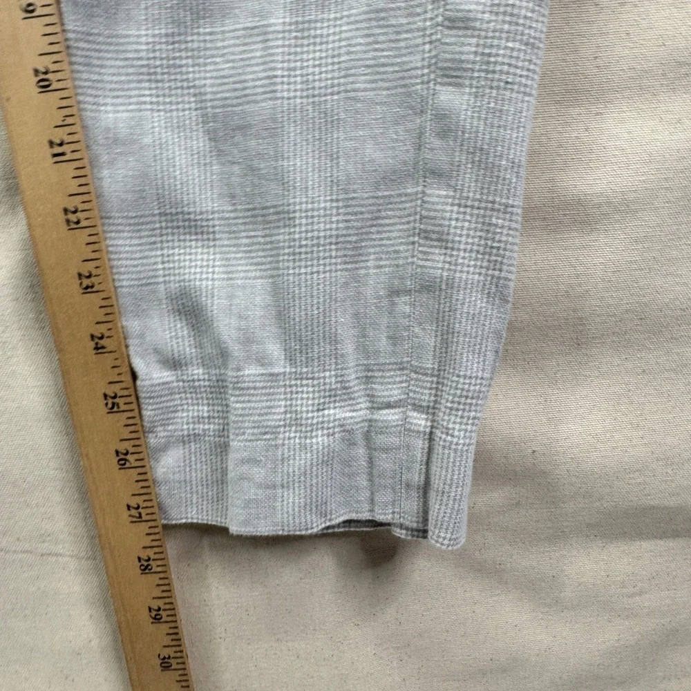 Banana Republic‎ Tailored Fit Pants 33x27 Grey Glen Plaid Linen Blend Preppy